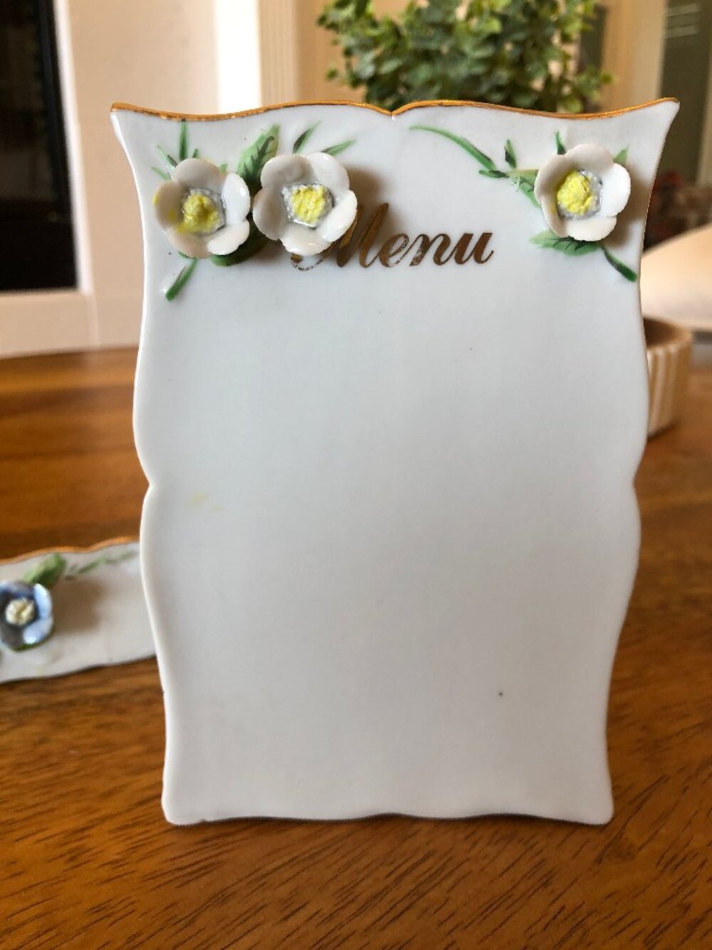 Vintage Shafford Floral 3D Porcelain Reusable Place Card Holders & Menu Board - Picture 3 of 15